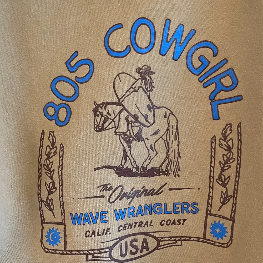 Wave Wranglers 805 Cowgirl Graphic Hoodie - Tan